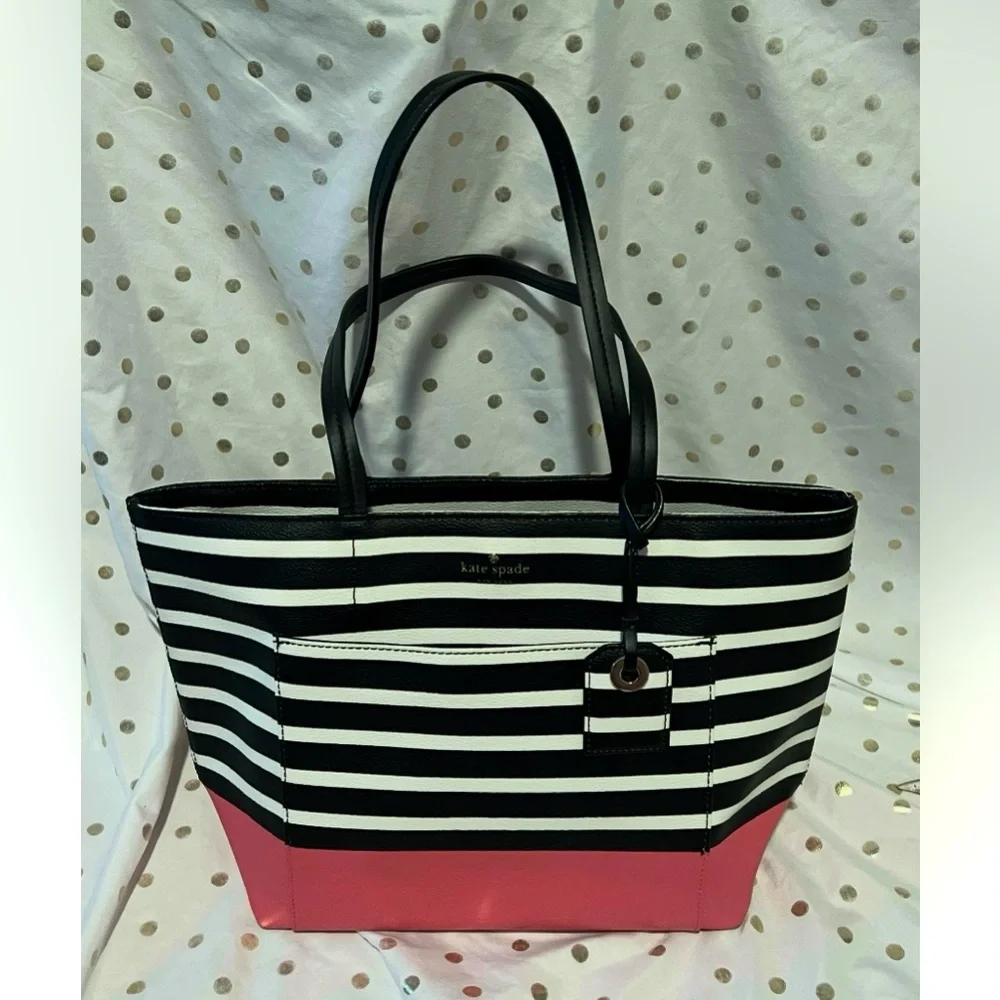 Kate Spade Tote - Blk/White/Hot Pink (Multi Color) EUC
